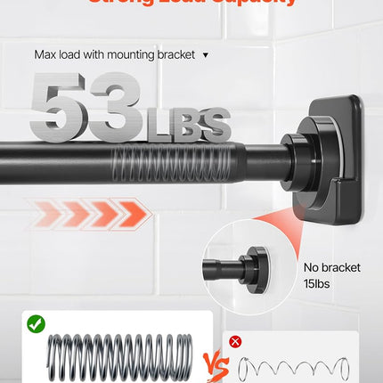 VEVOR Shower Curtain Rod, 28-76 Inches, 1 Inch Diameter, Adjustable Spring Tension Stainless Steel Telescoping Rod with Holders, No Drilling Non-Slip for Bathroom, Closet, Window, Room Divider, Black