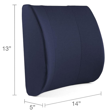 Duro-Med Contour Foam Lumbar Back Support Cushion Pillow with Strap, Navy