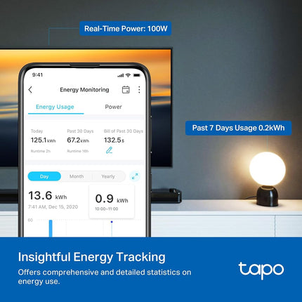 TP-Link Tapo Smart Plug Mini, Matter Compatible, Compatible with Alexa, Google Home & Samsung SmartThings, Energy Monitoring, 15A, UL Certified, 2.4G Wi-Fi Only, Tapo P110M(2-Pack)