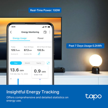 TP-Link Tapo Smart Plug Mini, compatible con Matter, Alexa, Google Home y Samsung SmartThings, monitoreo de energía, 15A, certificado UL, solo Wi-Fi de 2.4G, Tapo P110M (paquete de 2)