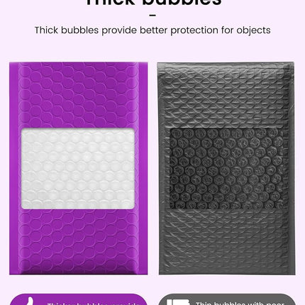 GSSSUSA 50 Pack 4x8 Padded Bubble Mailers, 4x7 Inch Usable Size Small Envelopes with Adhesive Strip for Jewelry Mailing Small Business, Purple