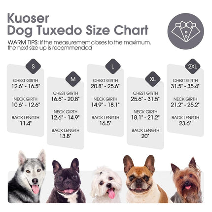 Kuoser Dog Tuxedo, Dog Suit and Bandana Set, Dogs Costume with D-Ring