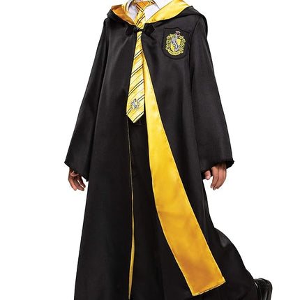 Disguise Harry Potter Hufflepuff Robe Deluxe Children's Costume Accessory, Black & Yellow, Kids Size Large (10-12)