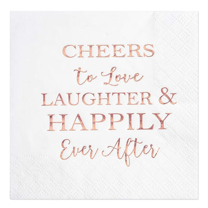 LIUNOVIP Crisky 100 Pcs Bridal Shower Napkins Disposable Cocktail Napkins 3-Ply Rose Gold Foil Text Beverage Napkins for Engagement Party Decorations & Wedding Shower