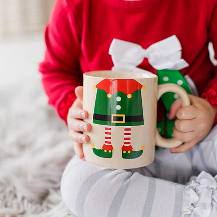 Pearhead Matching Christmas Mugs, Holiday Santa and Elf Mug Set, Christmas Home Décor, Holiday Gifts, Seasonal Coffee Cup Set of 2, Microwave and Dishwasher Safe, Holds 13 oz