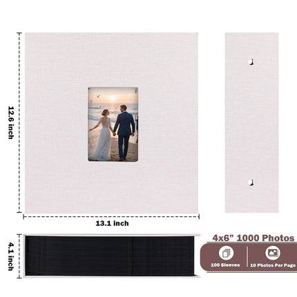 Ruibytree Large Capacity Photo Album 4x6 Photos 1000 Pockets, Beige