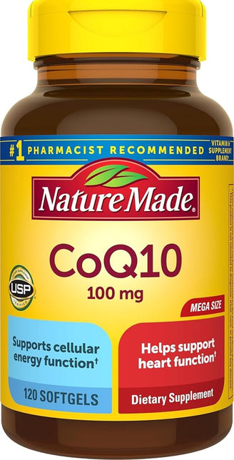 Nature Made CoQ10 100mg Softgels, Dietary Supplement for Heart Health Support, 120 Softgels, 120 Day Supply