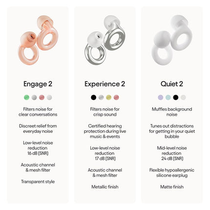 Loop Engage 2 Ear Plugs - Everyday Noise Relief with Clear Speech