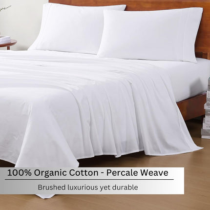 LANE LINEN Twin Sheet Set 100% Organic Cotton Cooling Soft 6pc - White