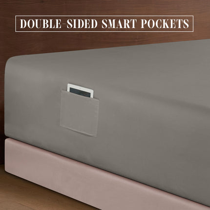 Elegant Comfort Luxurious 1500 Premium Hotel Quality Microfiber 4-Piece Sheet Set, 18-24 Inches Deep - Extra Deep Pocket Sheets - Ultra Soft 4PC Deep Pocket Sheets, King, Gray