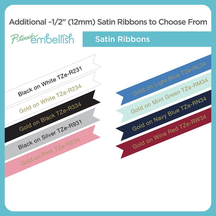 Brother P-touch Embellish Black Print on Matte White Tape TZEM231S – ~½” Wide x 13.1’ Long for use with P-touch Embellish Ribbon & Tape Printer, TZE-M231S
