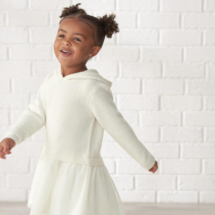 Gerber Baby and Toddler Girls Sweater Dress with Tulle Skirt, White, 12 Months