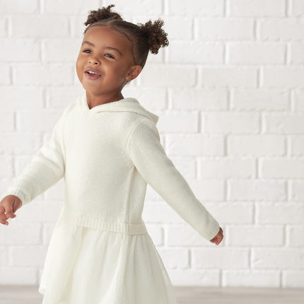 Vestido de suéter Gerber para bebé y niña pequeña con falda de tul, blanco, 2T