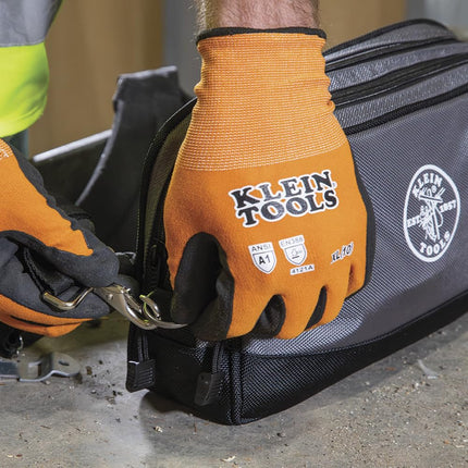 KLEIN TOOLS 55583 Tool Pouch Zipper Bag, Dual Compartments, 12-Inch x 7-Inch Heavy Duty Tool Bag Organizer, Multipurpose for Tools to Crafts