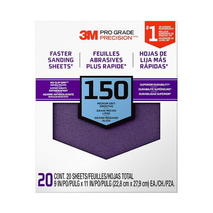 3M Advanced Sandpaper, 20-Pack, 150 Grit, 3M Pro G