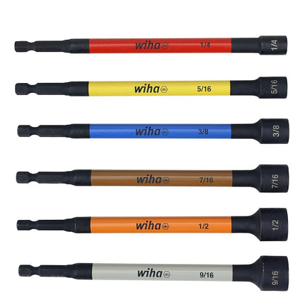 Wiha 70486 | 6 Piece Color Coded Magnetic Nut Setter Set