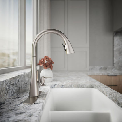 Kohler R22867-SD-VS Maxton Pull-Down Kitchen Faucet with soap/Lotion Dispenser, Vibrant Stainless
