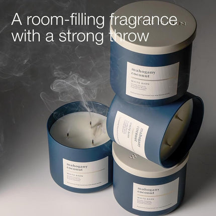 Bath and Body Works, White Barn 3-Wick Candle w/Essential Oils - 14.5 oz - 2021 Core Scents! (Mahogany Coconut)
