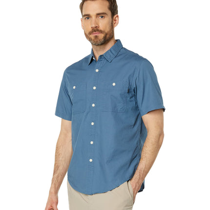 Dockers Men's Regular Fit Short Sleeve Utility Shirt, (New) Oceanview Blue- Solid (Ripstop), Medium
