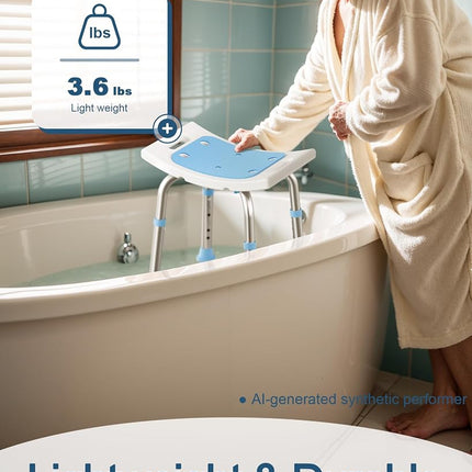 HOMLAND Shower Chair for Inside Shower, FSA/HSA Eligible 400 lbs Adjustable Shower Stool with Suction Feet, Shower Seat for Inside Tub Bathroom Bench Bath Chair for Elderly and Disabled
