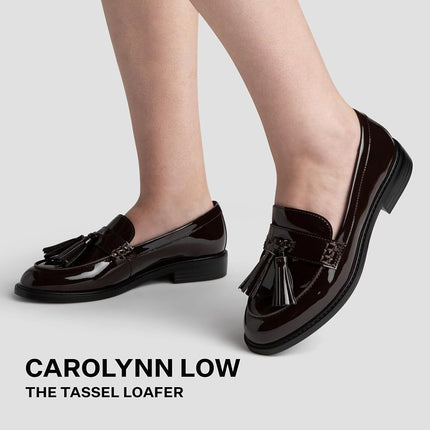 Franco Sarto Women's Carolynn Slip on Tassel Loafers, Hickory Brown Patent, 6.5