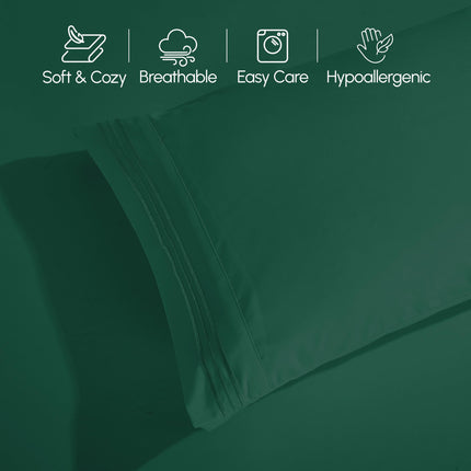 Elegant Comfort Luxurious 1500 Premium Hotel Quality Microfiber 4-Piece Sheet Set, 18-24 Inches Deep - Extra Deep Pocket Sheets - Ultra Soft 4PC Deep Pocket Sheets, King, Hunter Green
