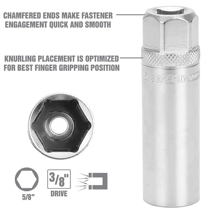 OEM TOOLS 22887 5/8 Inch Magnetic Spark Plug Socket, 3/8 Inch Drive | For Removing and Installing 5/8 Inch Spark Plugs | Strong Magnet Forms a Tight Hold on Spark Plug | Rust Resistant
