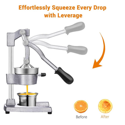 TONGCHANT Cast Iron Manual Juicer for Orange Lemon Citrus &Pomegranate