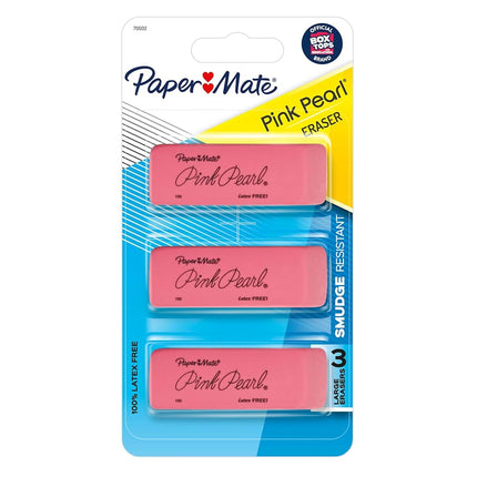 Paper Mate Pink Pearl Erasers, Large, 12 Packs of 