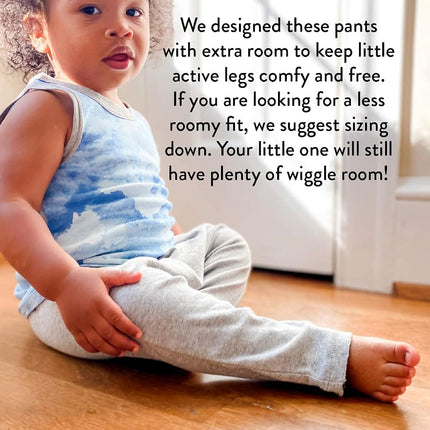 HonestBaby Multipack Pantalones Harem Ajuste Holgado para Tirar Pantalones 100% Algodón Orgánico para Bebés Niños, Niñas, Unisex, Paquete de 4 Blanco Brillante, 6-9 Meses