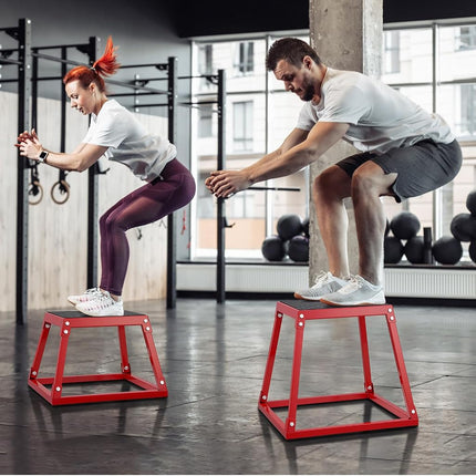 VEVOR Plyometric Jump Box, 12 Inch Plyo Box, Steel Plyometric Platform and Jumping Agility Box, Anti-Slip Fitness Exercise Step Up Box for Home Gym Training, Conditioning Strength Training, Red