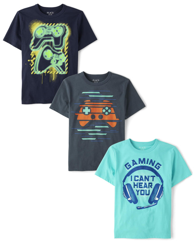 The Children's Place Boys' 3-Pack Short Sleeve Gra