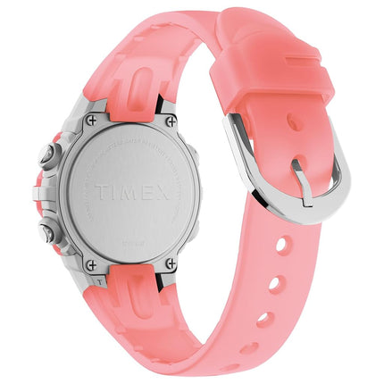 Timex Unisex Sport 33 mm Watch - Pink Resin Strap Digital Dial Silver-Tone Case TW5M61600