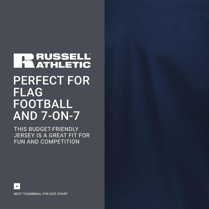 Russell Athletic Camiseta de fútbol americano liso para jóvenes, color azul marino