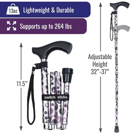 Switch Stick Adjustable Folding Walking Stick - Storm Design