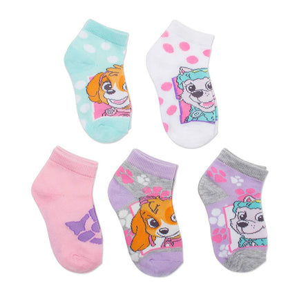Paw Patrol Girls 5 Pack Shorty Socks, Pastel Big Face, 5-6.5