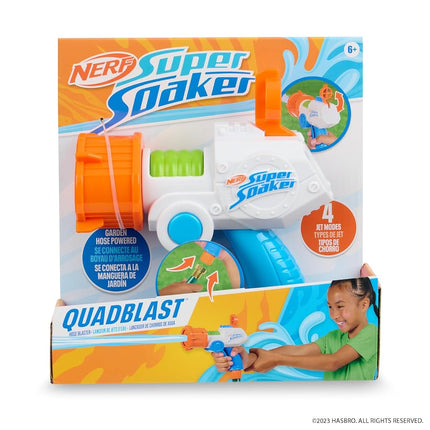 NERF Super Soaker Quadblast Blaster – Garden Hose Powered Soaking Machine for Epic Backyard Battles