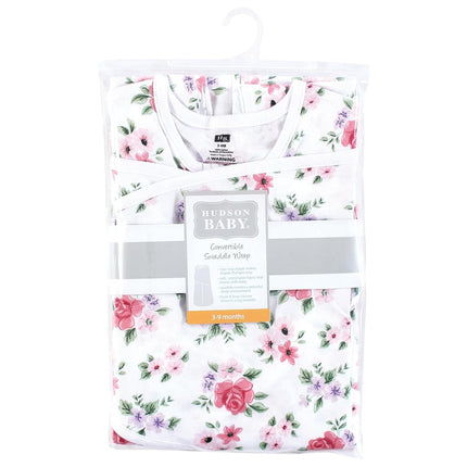 Hudson Baby Unisex Baby Convertible Swaddle Sleep Sack, Vintage Floral, 0-3 Months