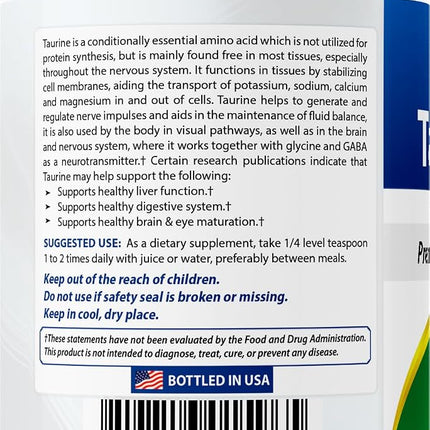 Best Naturals 100% Pure Taurine Powder free form - Taurine 1000mg per serving - 1 Lb (454 gm) (1 LB (Pack of 3))