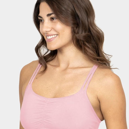 Sujetador deportivo tipo jersey de algodón Fruit of the Loom para mujer (paquete de 3), Skinny Stripe/White/Blushing Rose