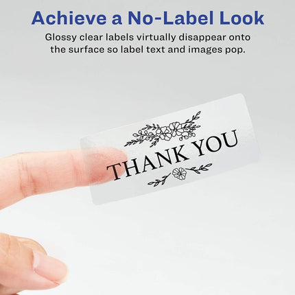 Avery Glossy Clear Address Labels, Sure Feed Technology, Laser/Inkjet, 1" x 2-5/8", 300 Labels, 5 Packs (6521)
