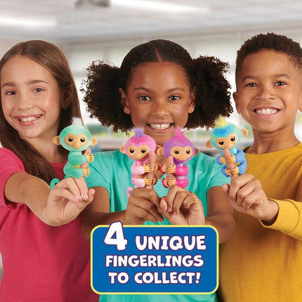 Fingerlings 2023 NUEVO mono bebé interactivo reacciona al tacto – Más de 70 sonidos y reacciones – Harmony (rosa)