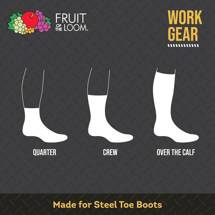 Fruit of the Loom Men's Work Gear Everyday Work Crew Socks (10 Pack), Black, Medium (6-12)