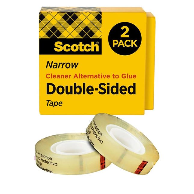 Scotch Double Sided Tape, 1/2 in x 500 in, Permane