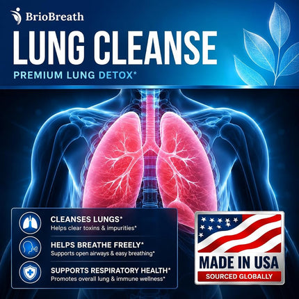 Lung Support Supplement - Mullein Capsules for Lung Cleanse and Detox - Made in USA - Respiratory System & Mucus Clear - Vegan Supplement for Lung Detox & Respiratory Support - 60 Capsules