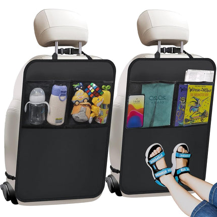 Smiinky 2 x Front Car Seat Kick Mats with Storage Compartments - Fits Most Car Models