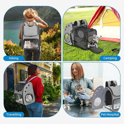 COVONO Expandable Pet Carrier Backpack for Cats, Dogs and Small Animals, Portable Pet Travel Carrier, Super Ventilated Design, Airline Approved, Ideal for Traveling/Hiking/Camping