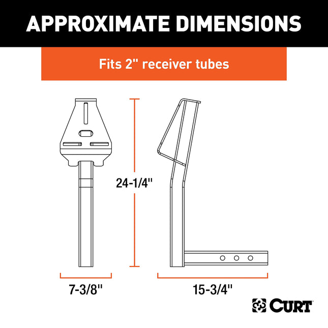 CURT 31006 Soporte de 24 pulgadas de alto para rueda de repuesto de remolque para enganche de 2 pulgadas