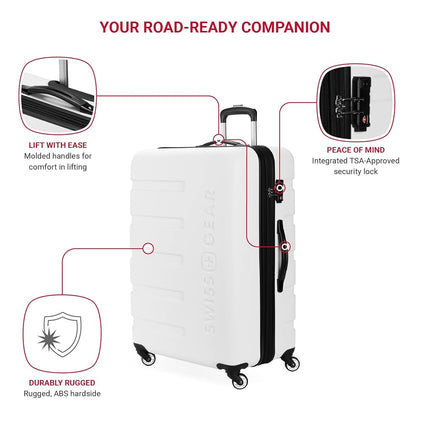 Maleta expandible rígida SwissGear 7366 con ruedas giratorias, blanco, para facturar-Mediana 23 pulgadas