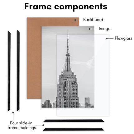 Americanflat 11x17 Picture Frame in Black - Set of 3-11x17 Frame with Slimline Molding, Plexiglass Cover, and Hanging Hardware for Horizontal or Vertical Wall Display